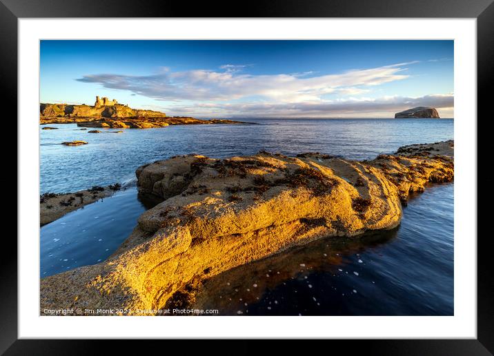 Tantallon Castle and Bass Rock Framed Mounted Print by Jim Monk