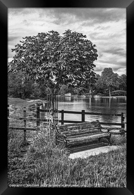 A Bench By The Thames Framed Print by Ian Lewis