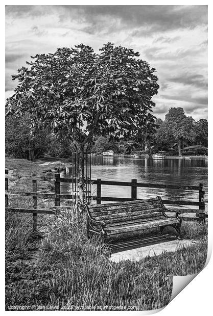 A Bench By The Thames Print by Ian Lewis