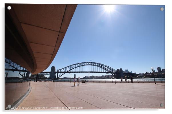 Sun Burst over Sydney Harbour Bridge Acrylic by Stephen Hamer