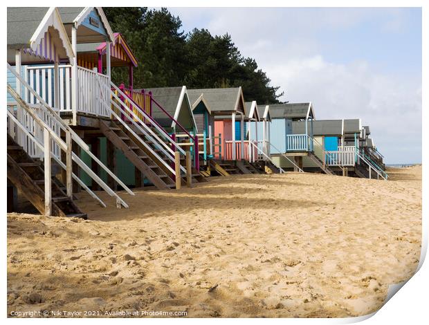 Beach Huts, Wells-next-the-Sea, Print by Nik Taylor