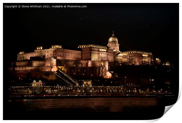 The Royal Palace, Budapest, at night. Print by Steve Whitham