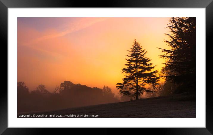 Weald Country Park, Sunrise through the Mist Framed Mounted Print by Jonathan Bird