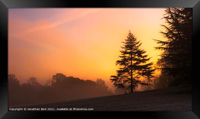 Weald Country Park, Sunrise through the Mist Framed Print by Jonathan Bird