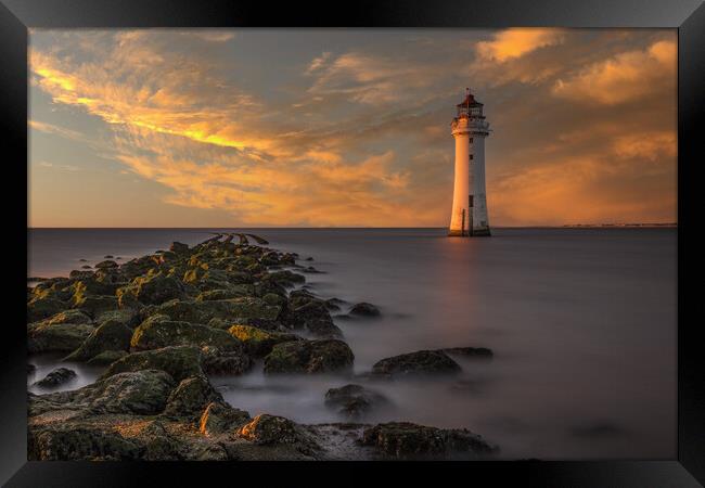 Sunset at Perch Rock Lighthouse Framed Print by Tony Keogh