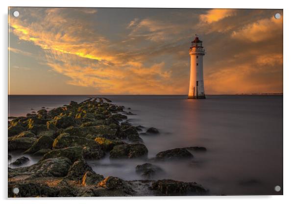 Sunset at Perch Rock Lighthouse Acrylic by Tony Keogh