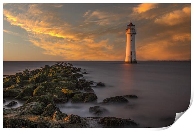 Sunset at Perch Rock Lighthouse Print by Tony Keogh