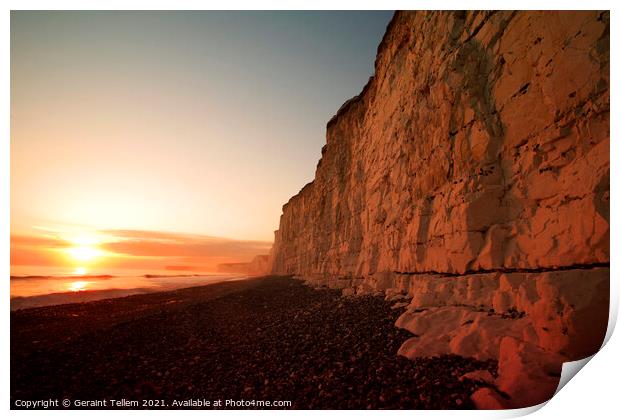 Sunset from Birling Gap, East Sussex Print by Geraint Tellem ARPS