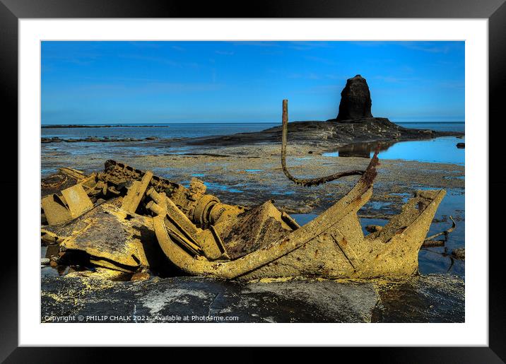 Black nab and the von tromp ship wreck 140 Framed Mounted Print by PHILIP CHALK