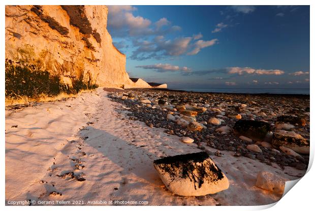 Late afternoon light, The Seven Sisters and Birling Gap, East Sussex, England, UK Print by Geraint Tellem ARPS