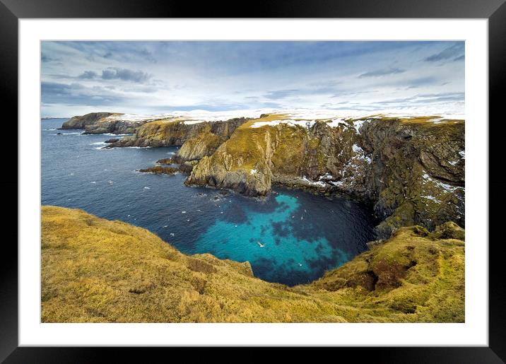 Selchie Geo, Shetland Islands, St Ninian's Framed Mounted Print by Andrea Obzerova