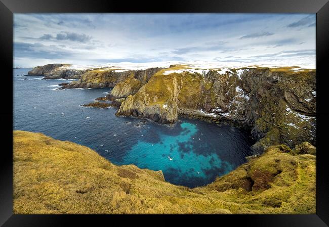 Selchie Geo, Shetland Islands, St Ninian's Framed Print by Andrea Obzerova
