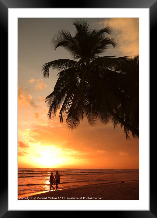 Walkers at sunset, Southern Barbados, Caribbean Framed Mounted Print by Geraint Tellem ARPS