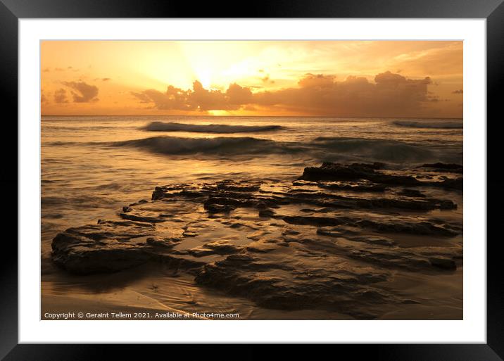 West coast sunset, Barbados, Caribbean Framed Mounted Print by Geraint Tellem ARPS