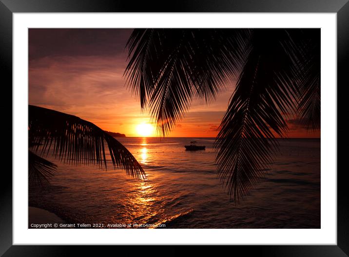 Sunset, St Lucia, Caribbean Framed Mounted Print by Geraint Tellem ARPS