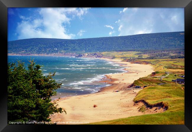 Beach in Inverness  Cape Breton Canada Framed Print by Elaine Manley