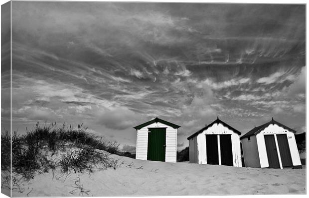 Clouds over Southwold Beach Huts Selective Canvas Print by Paul Macro