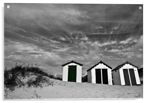 Clouds over Southwold Beach Huts Selective Acrylic by Paul Macro