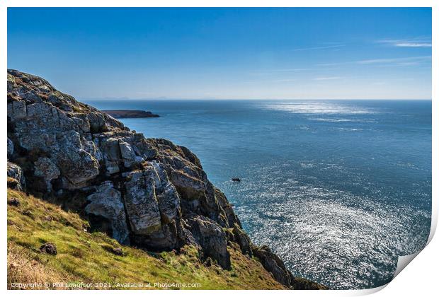 Cliffs near South Stack Anglesey Print by Phil Longfoot