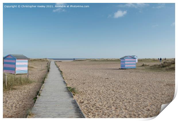 Sunny day on Great Yarmouth beach, Norfolk Print by Christopher Keeley
