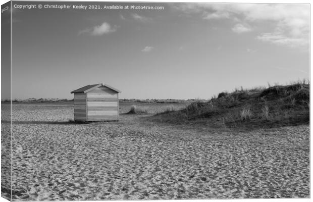 Black and white Great Yarmouth beach huts, Norfolk Canvas Print by Christopher Keeley