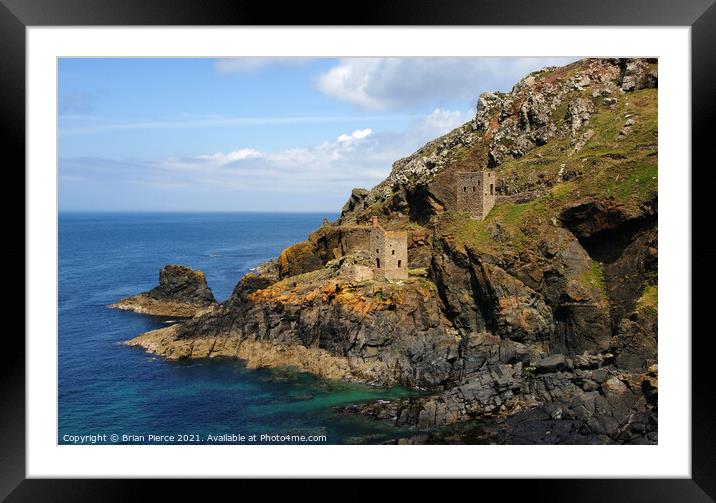 The Crown Engine Houses, Botallack, Cornwall  Framed Mounted Print by Brian Pierce