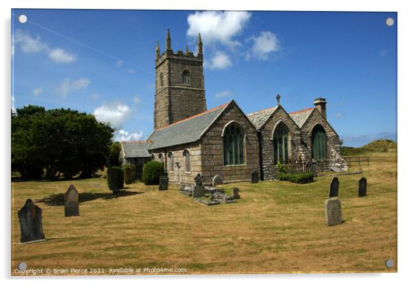 St Euny Church, Leland, Cornwall  Acrylic by Brian Pierce