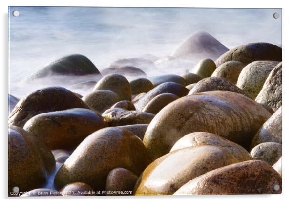 Rocks on the beach at Poerth Navern, Cornwall  Acrylic by Brian Pierce
