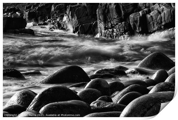 Rocks on the beach at Poerth Navern, Cornwall  (Mo Print by Brian Pierce
