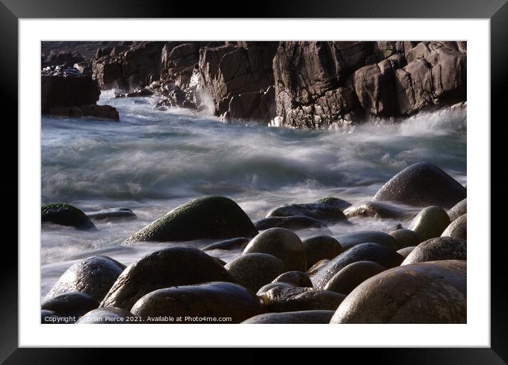 Rocks on the beach at Poerth Navern, Cornwall Framed Mounted Print by Brian Pierce