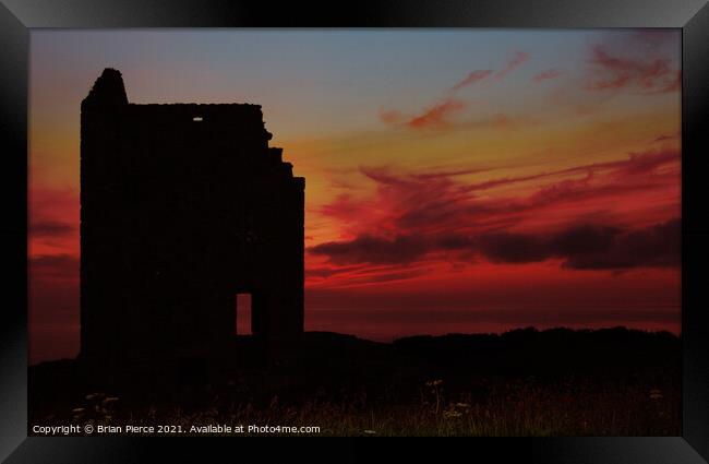 Sunset at Wheal Coates, Chapel Porth, St Agnes, Co Framed Print by Brian Pierce