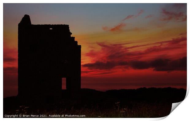 Sunset at Wheal Coates, Chapel Porth, St Agnes, Co Print by Brian Pierce
