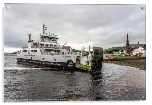 Loch Shira car ferry arriving in Largs Acrylic by Douglas Kerr