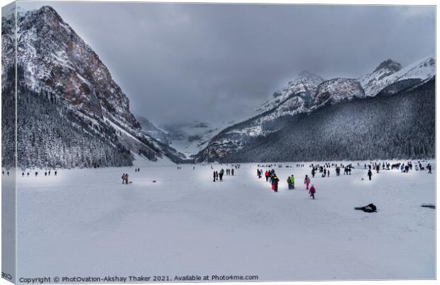 Canadian and Tourists are enjoying winter time. Canvas Print by PhotOvation-Akshay Thaker