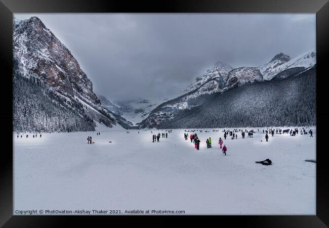 Canadian and Tourists are enjoying winter time. Framed Print by PhotOvation-Akshay Thaker