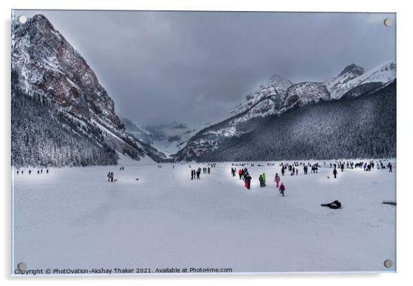 Canadian and Tourists are enjoying winter time. Acrylic by PhotOvation-Akshay Thaker