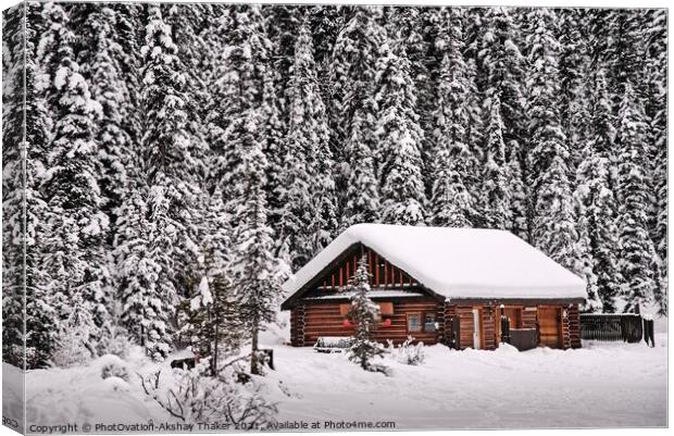 A beautiful winter landscape in Canadian rocky mountain. Canvas Print by PhotOvation-Akshay Thaker