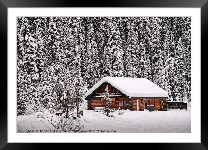 A beautiful winter landscape in Canadian rocky mountain. Framed Mounted Print by PhotOvation-Akshay Thaker