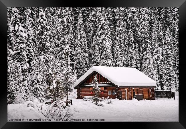 A beautiful winter landscape in Canadian rocky mountain. Framed Print by PhotOvation-Akshay Thaker