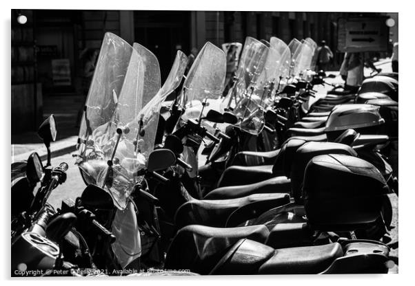 Scooters in Florence Acrylic by Peter O'Reilly