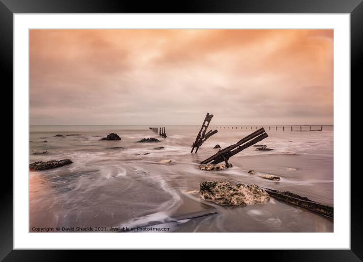 Winter Beach Sunset Framed Mounted Print by David Shackle