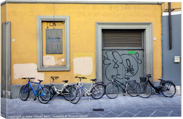 Bicycle Park Canvas Print by Peter O'Reilly