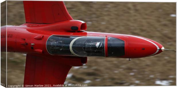 Close up of a Red Arrows Hawk in the Mach Loop, Sn Canvas Print by Simon Marlow