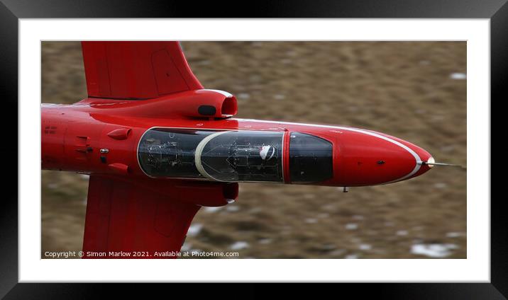 Close up of a Red Arrows Hawk in the Mach Loop, Sn Framed Mounted Print by Simon Marlow