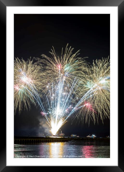 Poole Quay 5th November Firework Display over Pool Framed Mounted Print by Paul Chambers