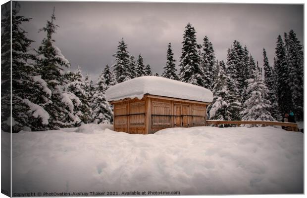 A house or a cabin covered in snow Canvas Print by PhotOvation-Akshay Thaker