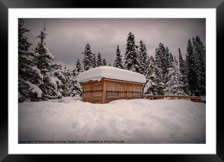 A house or a cabin covered in snow Framed Mounted Print by PhotOvation-Akshay Thaker