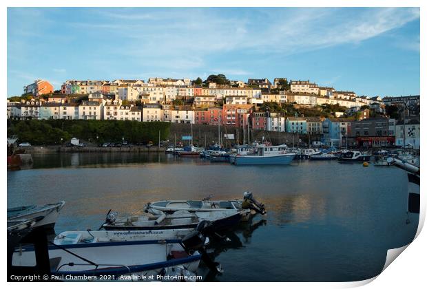 Brixham Harbour Devon with fishing trawlers moored Print by Paul Chambers