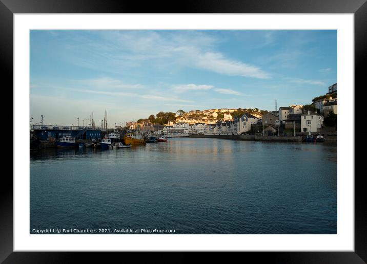 Brixham Harbour Devon with fishing trawlers moored Framed Mounted Print by Paul Chambers