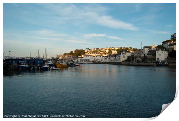 Brixham Harbour Devon with fishing trawlers moored Print by Paul Chambers